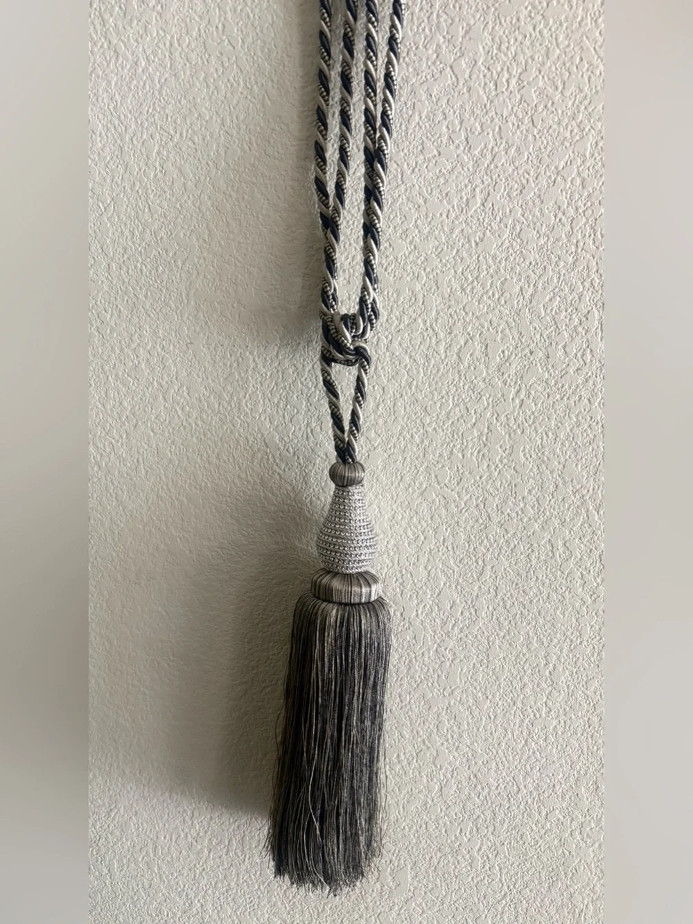 Silver Gray Curtain Tieback Ropes with Decorative Tassel (2)